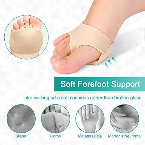 VINGVO Gel Metatarsal Pads for Hard Skin Mortons Neuroma, Ball of Foot Cushion Support Socks for Diabetic Feet, Callus, Blisters, Metatarsalgie, Sore Forefoot Pain Relief for Barefoot or Wear in Shoes