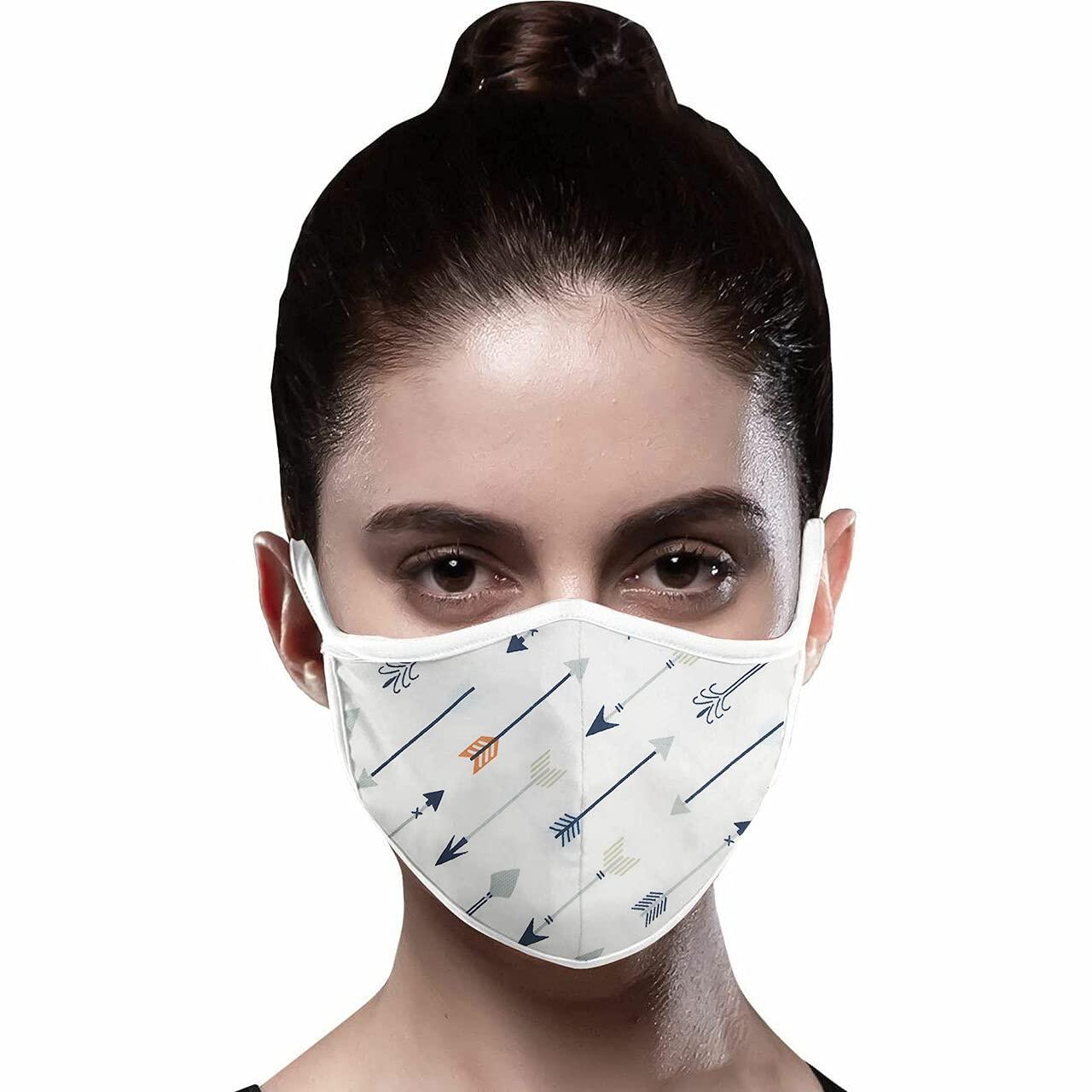 Linenaffairs Pure Muslin Cloth Mask Washable Fabric Reusable Light Weight & Comfortable Multi Printed 4 layer Men and Women (Assorted Designs, Pack of 50)