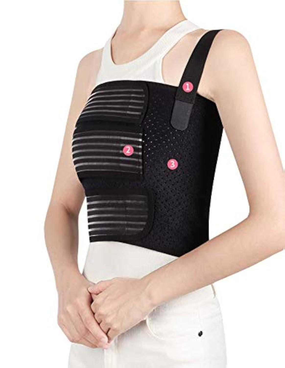 Solmyr Solmyr Rib Brace Broken Rib Belt, Rib Support Brace for Men and Women, Breathable Chest Wrap Belt for Sore or Bruised Ribs Support, Sternum Injuries, Dislocated Ribs Protection, Pulled Muscle Pain