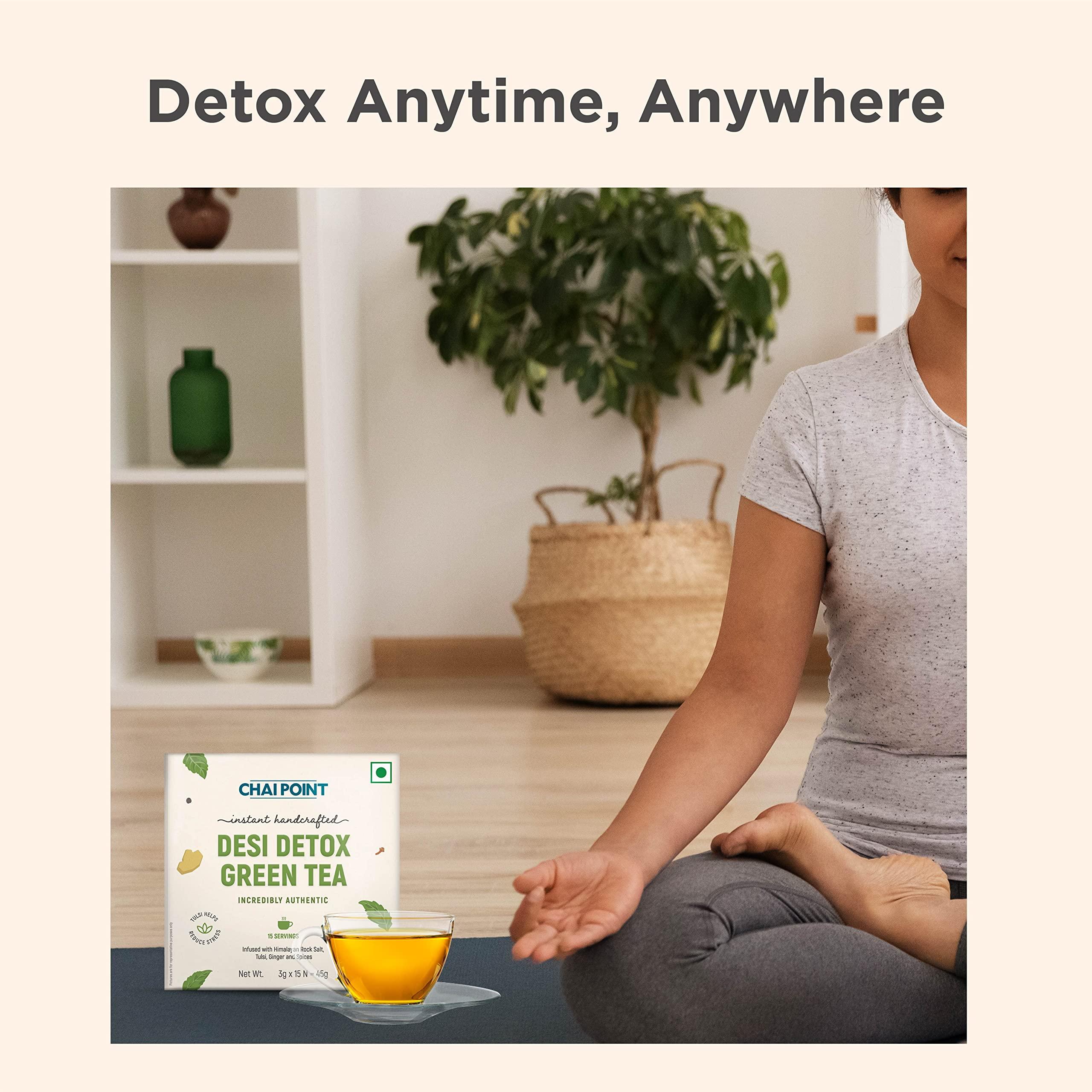 CHAI POINT Chai Point Desi Detox Green Tea | 15 Sachets | Instant Tea | 100% Natural Ingredients