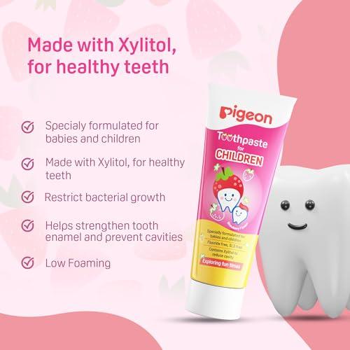 Pigeon Pigeon Strawberry Toothpaste, For Babies And Children,Fluroide -Free,Sls Free,Color Free,Paraben Free, Ph Friendly,45 G, Deep clean