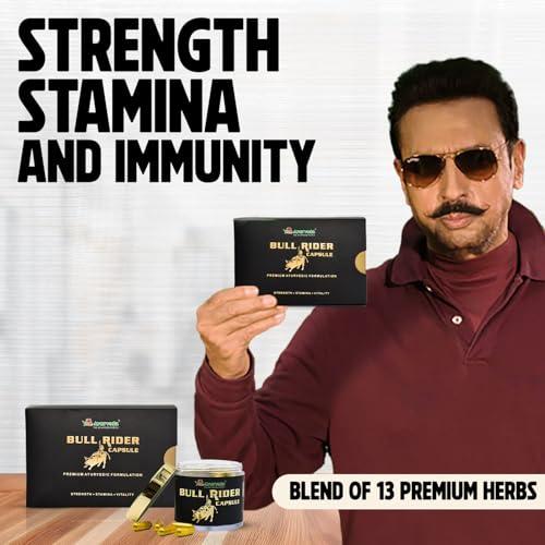 A R Ayurveda A R Ayurveda Bull Rider Capsule For Strength, Stamina and Immunity| 100% Ayurvedic| Stamina Booster| Contains Shilajit, Ashwagandha and Vangbhashma|Premium Energy Booster Pack of 60