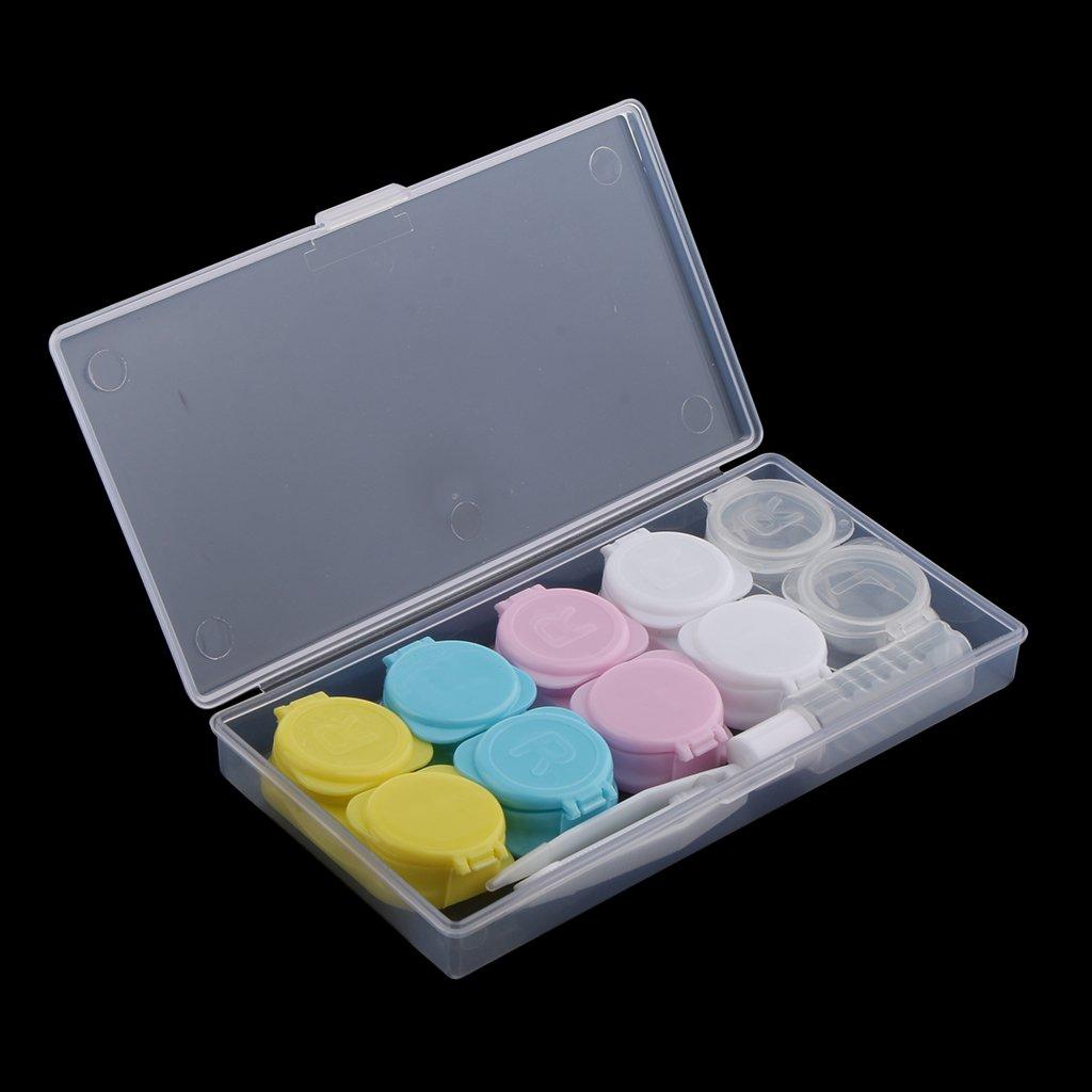 MERISHOPP MERISHOPP 5 Piece Clear Contact Lens Case Set Travel Cleaner Washer Holder Storage Box