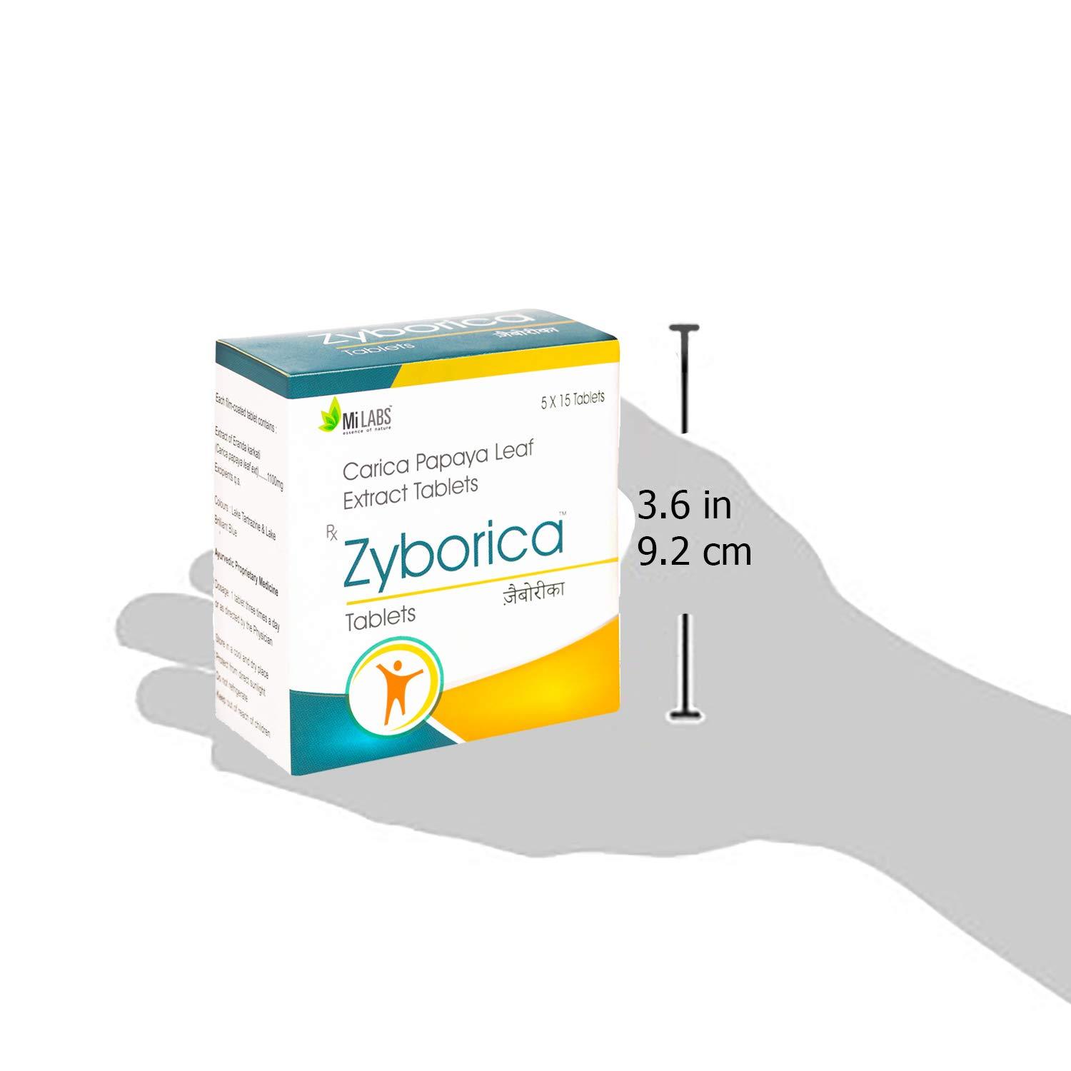 Mi LABS Zyborica Carica Papaya Leaf Extract Tablets (Pack Size of Tablet:5x15s)