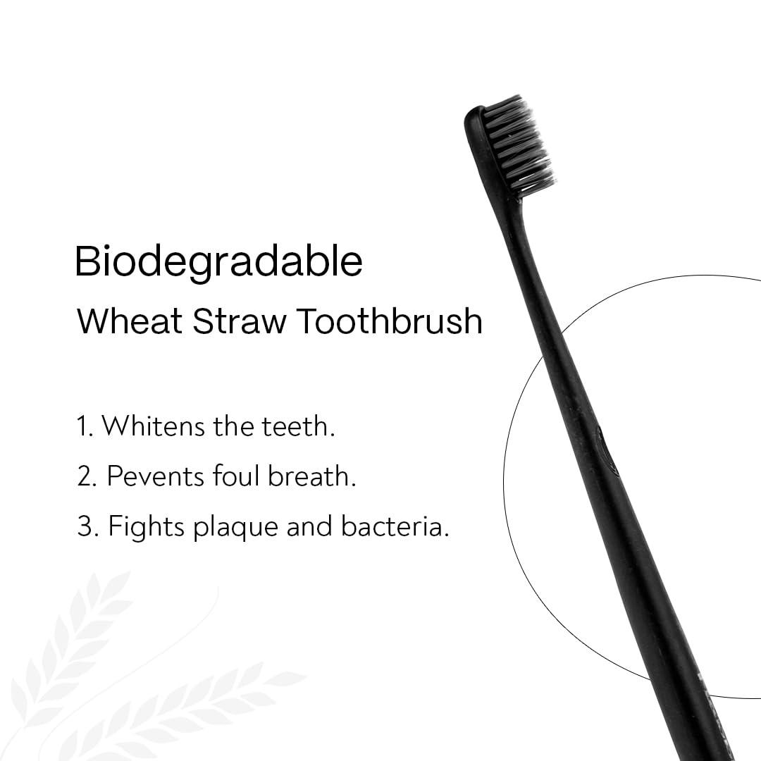 Habbits Habbits Charcoal Ylang-Ylang Mint Natural Teeth Whitening Powder + Habbits Toothbrush Biodegradable With Wheatstraw Handle Manual Toothbrush With Soft Bristle for Adults