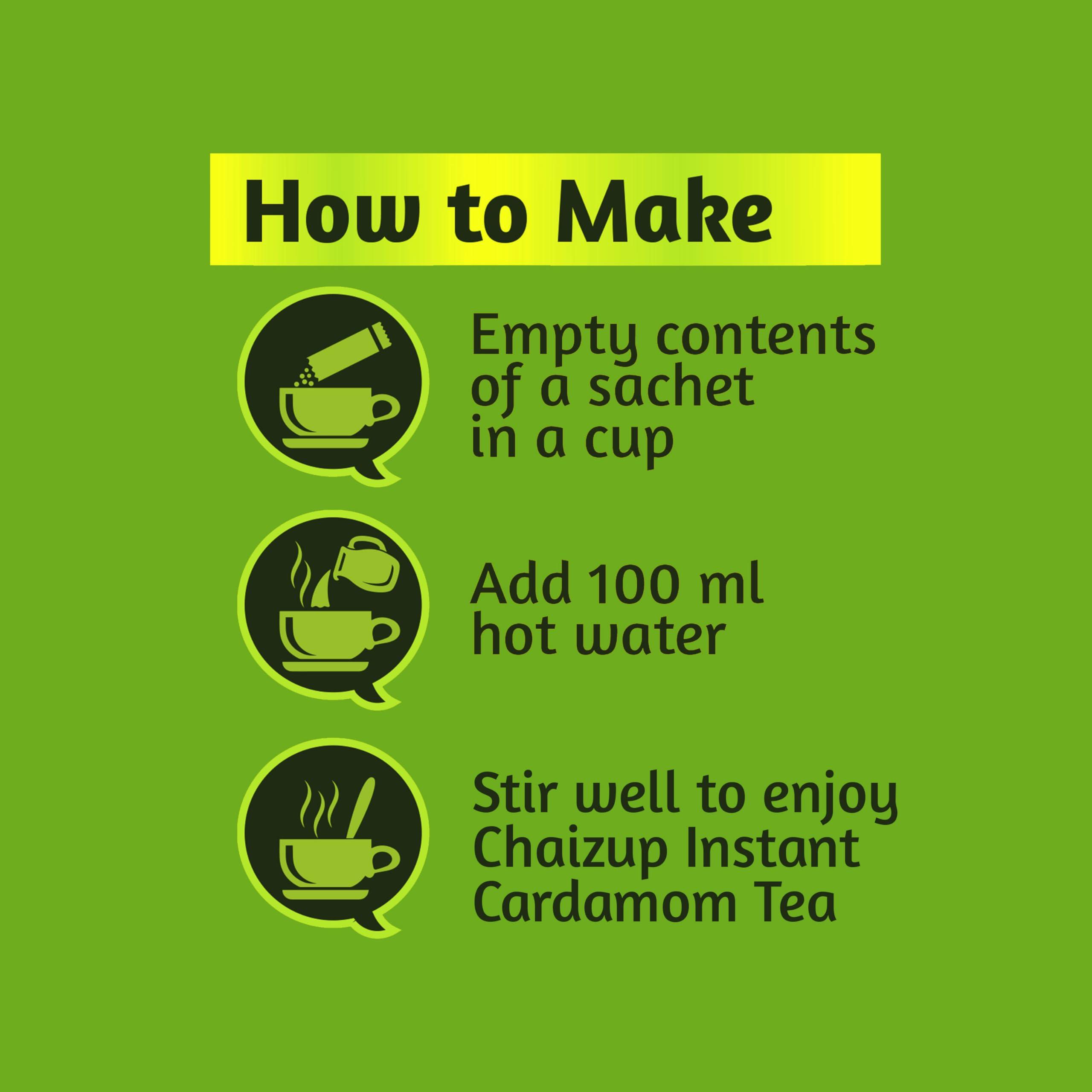 Chaizup Chaizup Instant Premix Cardamom Tea NO ADDED SUGAR 30 Sachets 9GM Each Daily Instant 1 Min Elaichi Chai Premium Instant Premix Elaichi Tea - Authentic Blend for Instant Refreshment