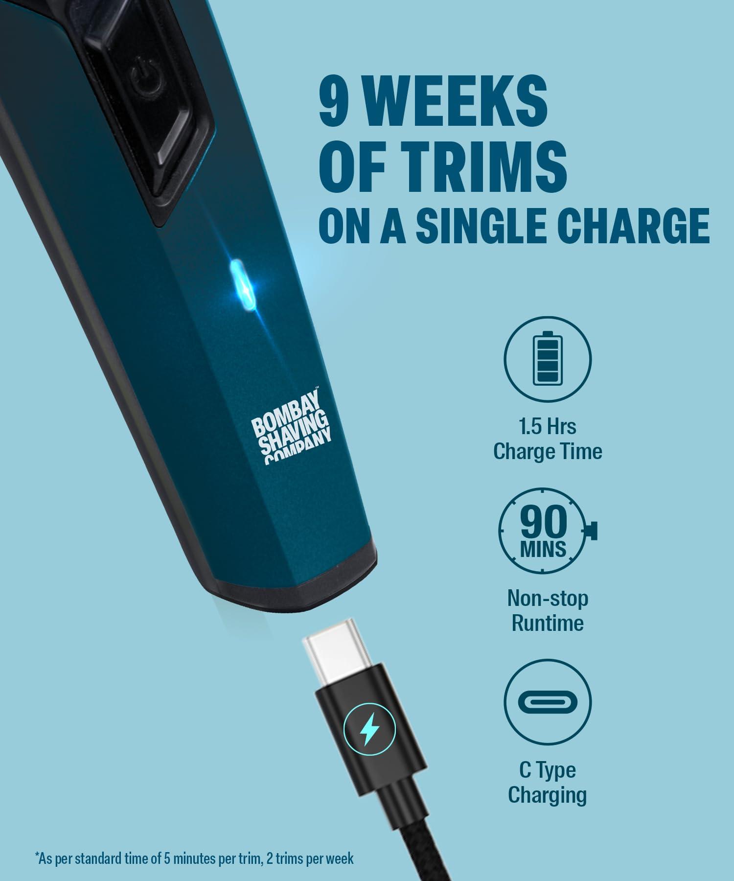 Bombay Shaving Company Bombay Shaving Company 11 in 1 Trimmer Men | All in One Full Body Trimmer for Men | 90 Min Charge time | 90 mins run time | Hair, Ear, Beard, Body, Nose Trimmer for Men | Type C charging | Power Groomer (New Model)