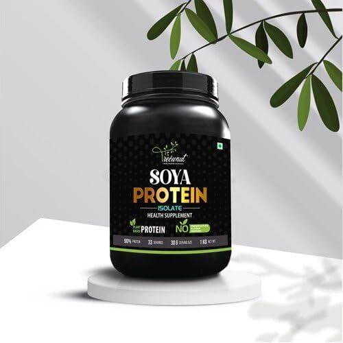 TREOWNUT TREOWNUT Soya Protein Isolate - Unflavoured Vegan Protein Supplement Powder with 27g Protein Per Serving - Perfect Plant-Based Protein Source for Vegans Fitness Enthusiasts