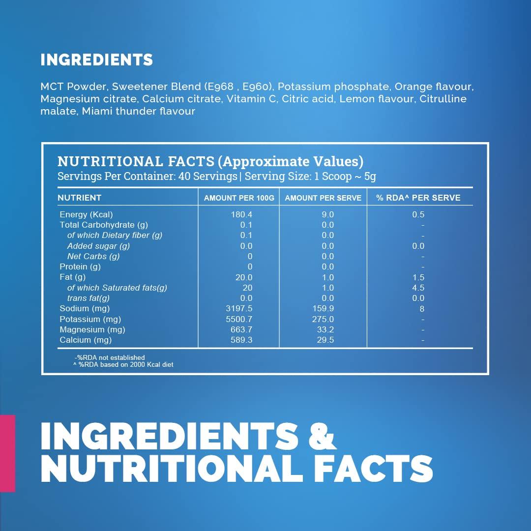 Wellcore Wellcore - Electrolytes (Miami Thunder, 2X200g) |Electrolyte Drink With 5 Vital Electrolytes: Na, Mg, Ca, K, PO4 | Sugar Free Electrolyte Powder | Fat Fuel Powered Keto Electrolyte