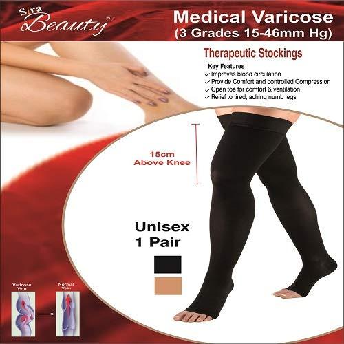 JOINTCOMFO Medical Antiskid Varicose Veins, Graduate Calibrated, Compression Socks, Stocking Improve Blood Circulation, Varicose Vein, Swollen, Aching Legs, Pain Relief, Edema, Sore Legs, Compression Sleeve with Anti Slip Grade-III, Unisex. (XL, Black)