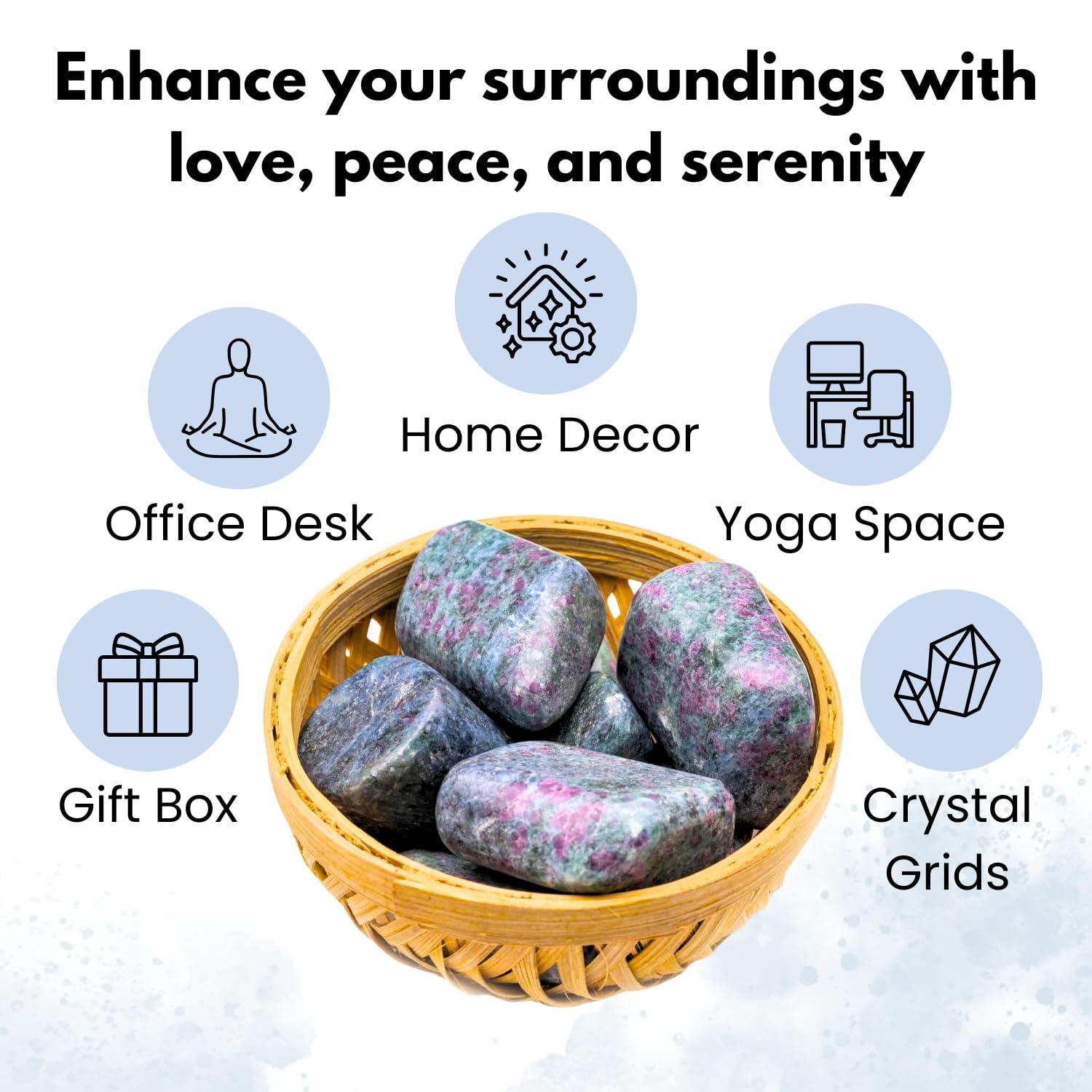 Plus Value Plus Value Ruby Kyanite Tumbled Pebbles Stone - Vastu Feng Shui Chakra Aura Personal Reiki Healing Crystals - 200grams with Basket