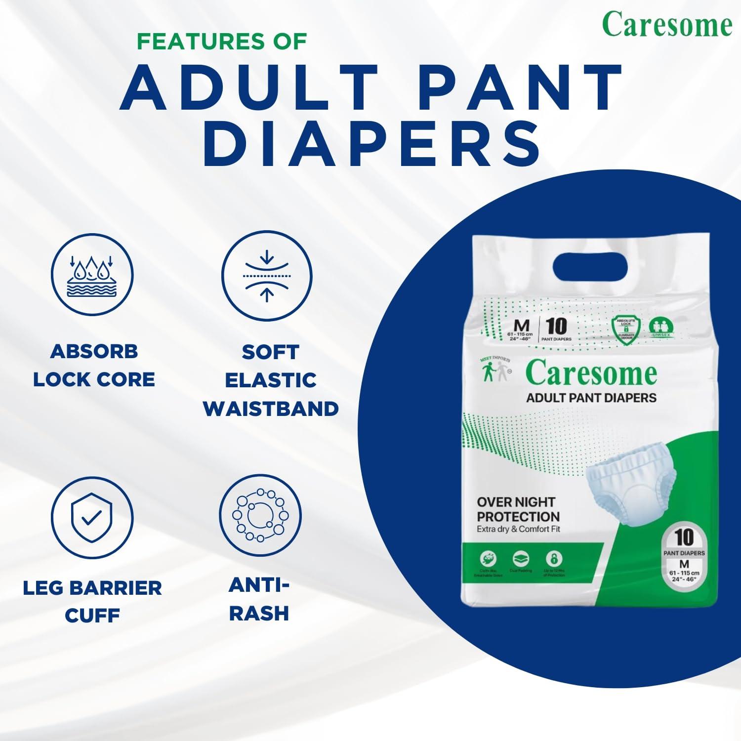 caresome Caresome Adult Pant Daipers XL -XXL | 96 CM - 168 CM | Overnight protection | Leak Proof | Elastic Waistband