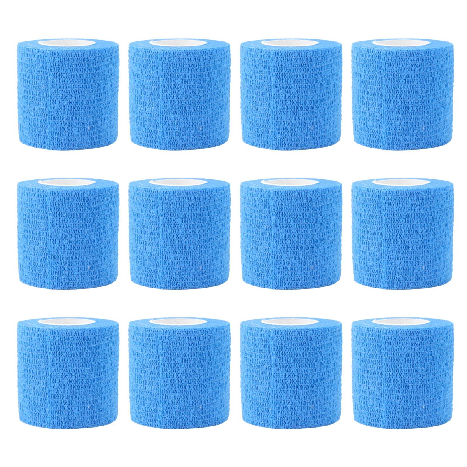 BAUD Bandage Wrap Rolls, Sweat Absorbent Cow Bandage Wrap Non Slip 12 Pack Waterproof 4.5M Breathable for Hoof Repairing (Blue)