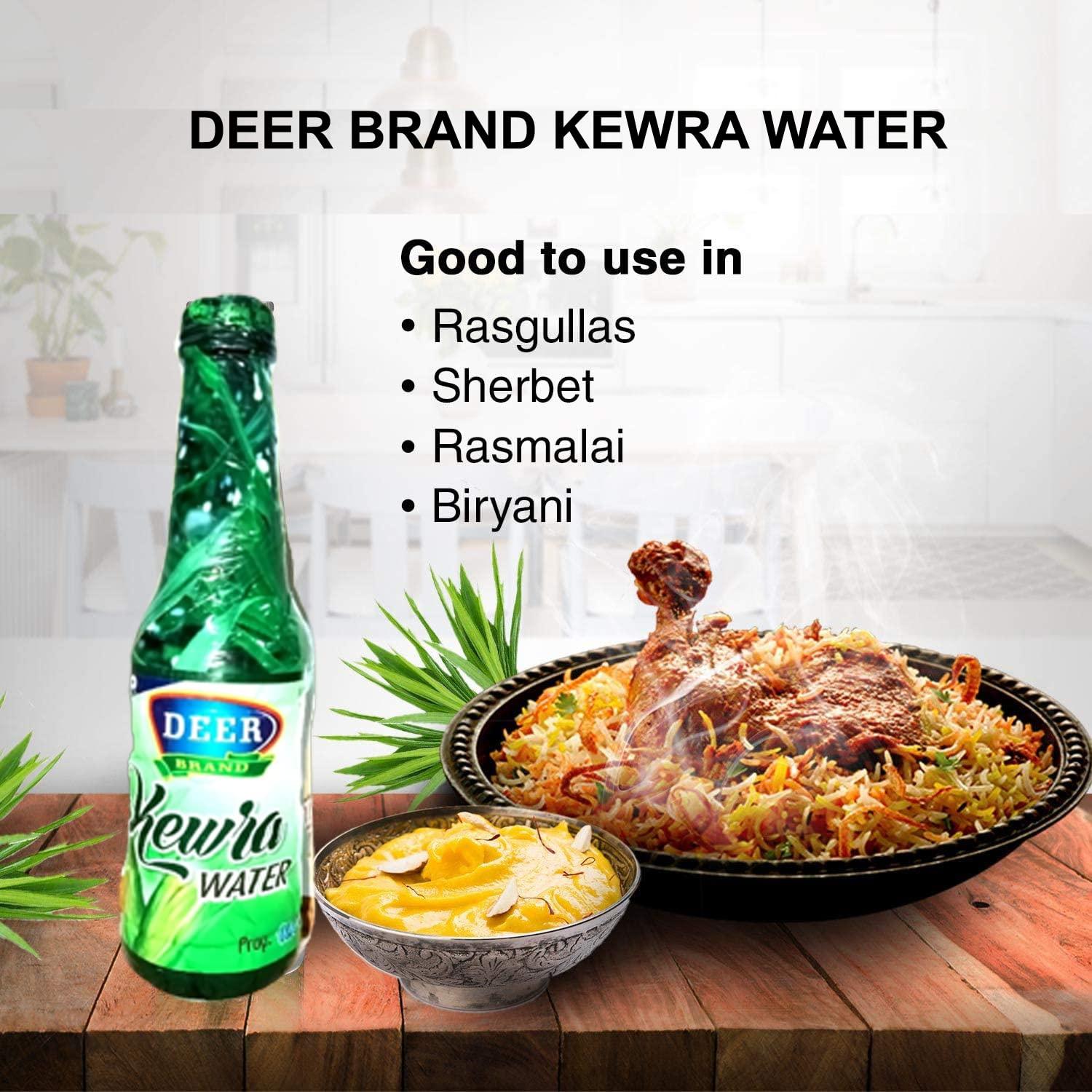 DEER BRAND MOGHLAI DEER BRAND Rice Dishes & Mughlai Dishes Water use in Biryani, Pulao,Fried Rice, Milkshakes,ice-cream,Rasmalai,Sharbat,Rasgulla,Sweet Dishes-Desserts (Kewra Water Keora Jal, 600 ML)