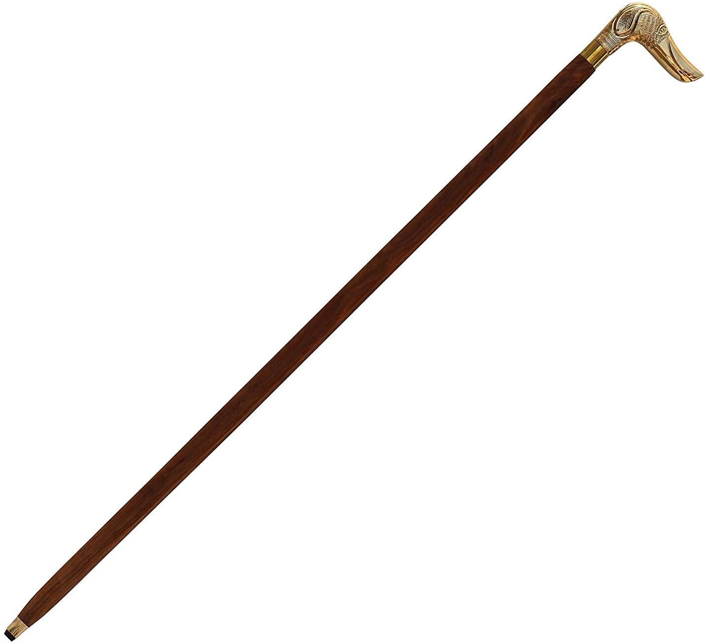 Wood Creation Wood Creation 37" Wooden Walking Stick Cane with Brass Dachshund Dog Head Handle Natural Wood Canes for Men / Women Unique Gifts Wood Walking Stick for Senior Walking Cane