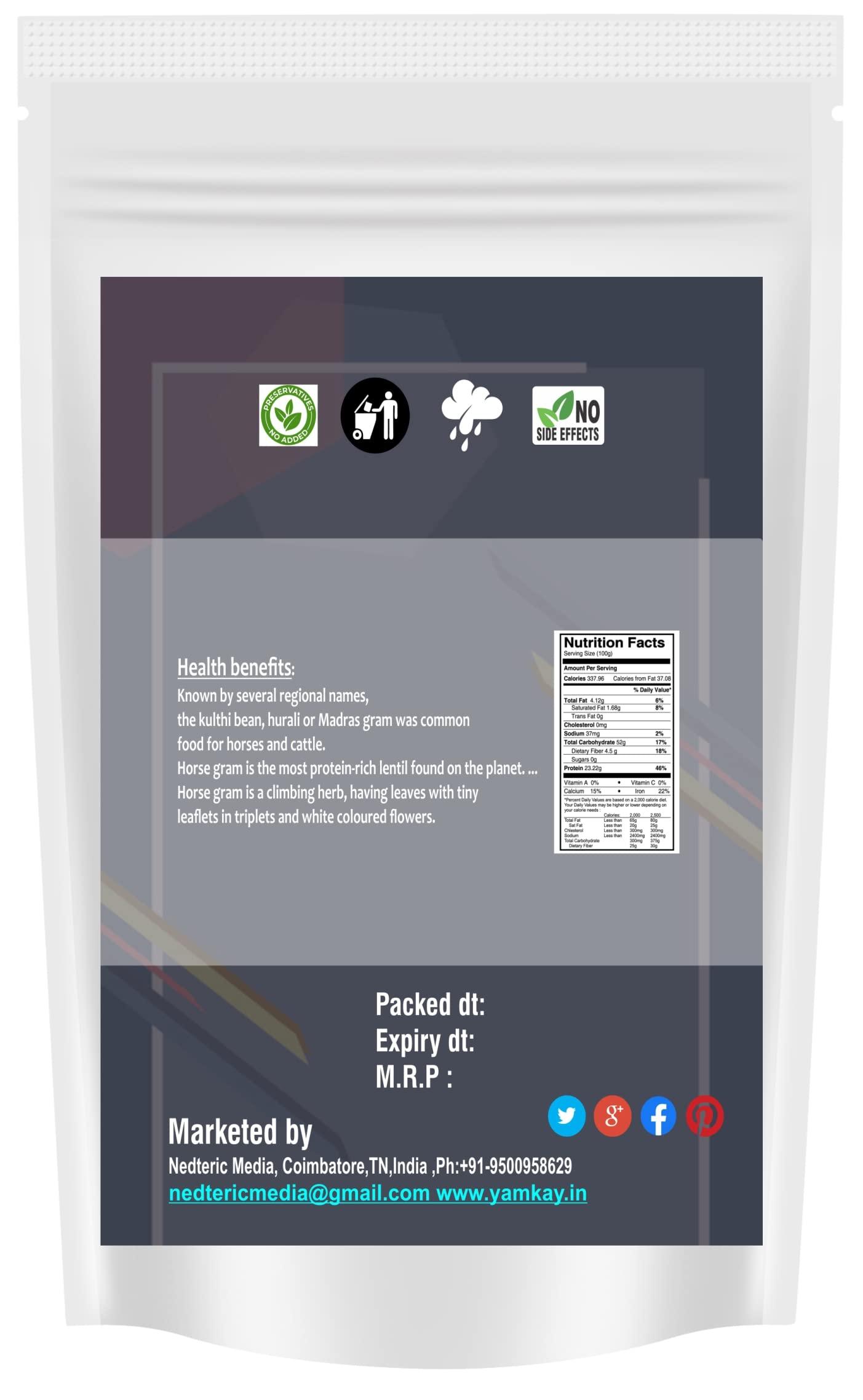 YAMKAY Yamkay Organic Black Horse Gram Karuppu Kaanam Kollu Kollu Vulavalu Horse Gram Kulthi Dal Kurthi Dal 500 gm