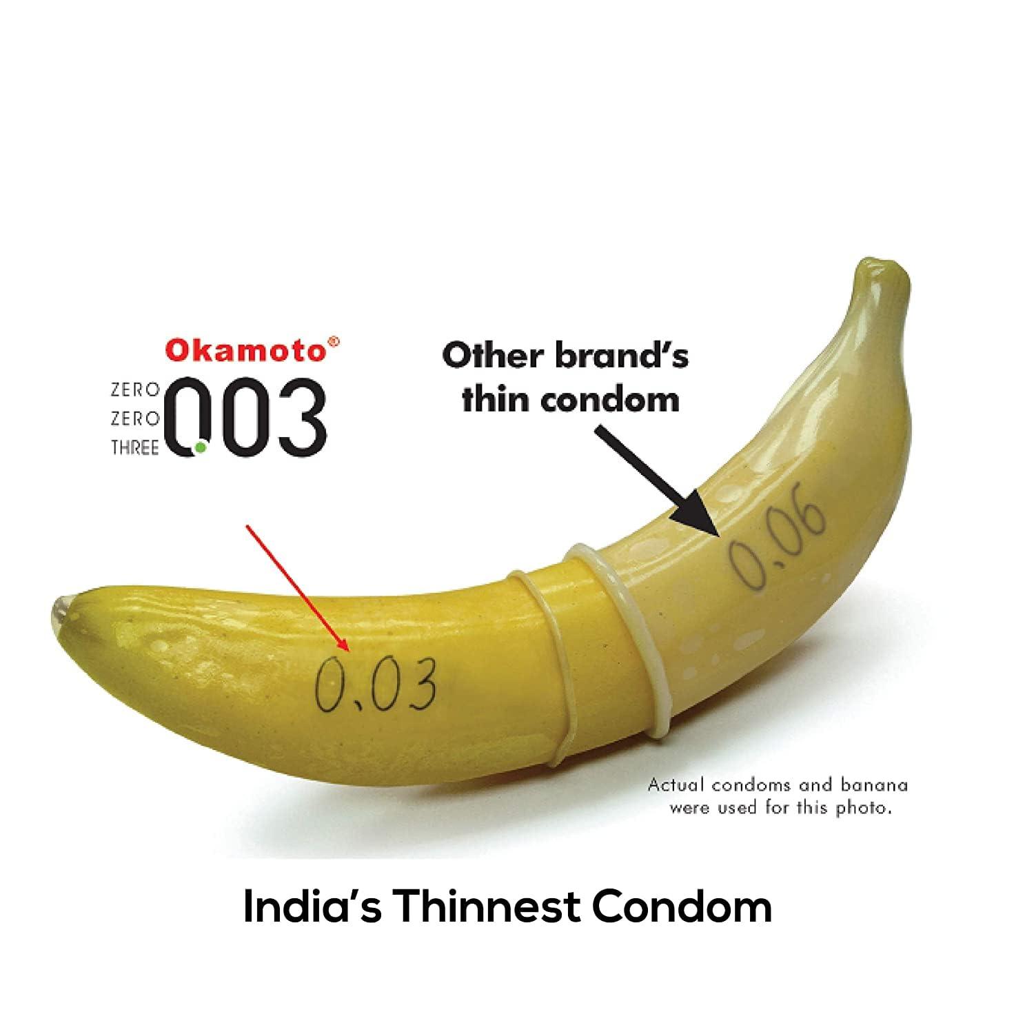 OKAMOTO Okamoto 003 Japans Best Aloe Condoms | Only Natural Water Based Lube Condom in India |Thinnest Premium Condoms for Men - Made In Japan | 0.03 mm thin Extra Lubricated | Pack of 2 | 20s Condoms