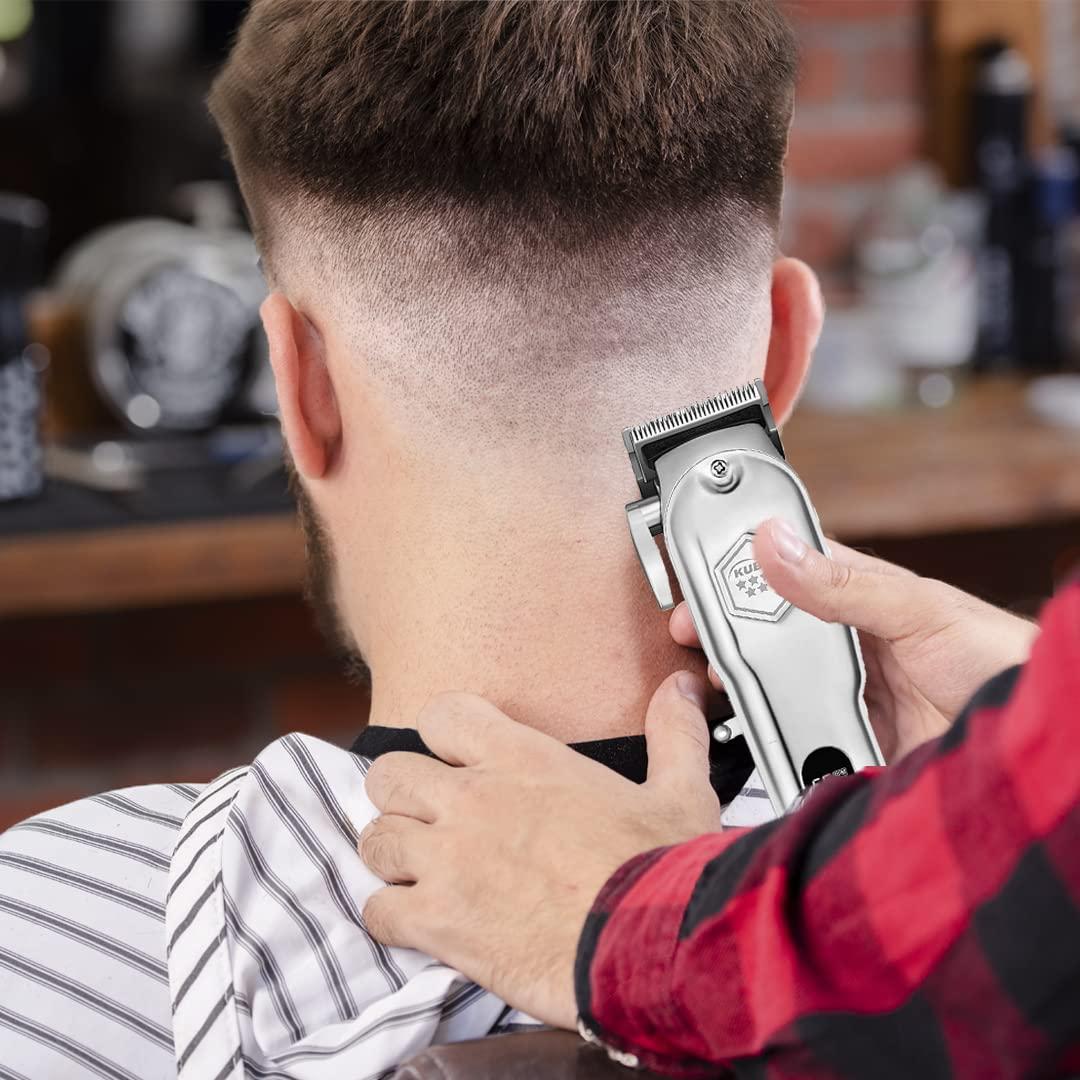 Kubra Kubra Kb-409 Professional Cordless Rechargeable Led Display Hair Clipper Heavy Duty For And Beard Cut (Silver) Men