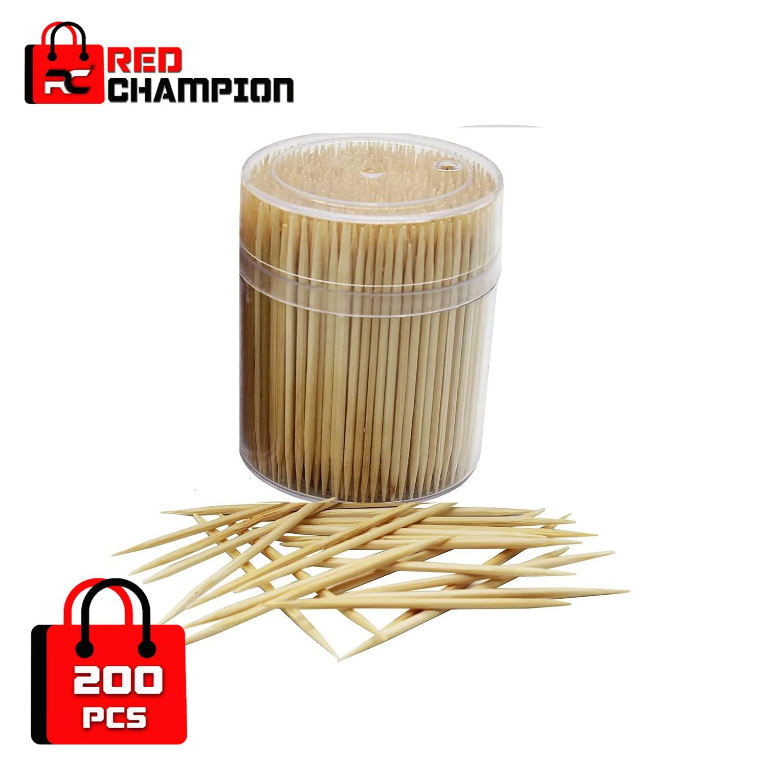 Red Champion Red Champion Teeth Cleaning Dental Floss,Teeth Stick Toothpicks Dental Flossers Picks Oral Hygiene, Bamboo Wooden Toothpicks Stick (Pack of 200 Sticks Pack of 2 Box)