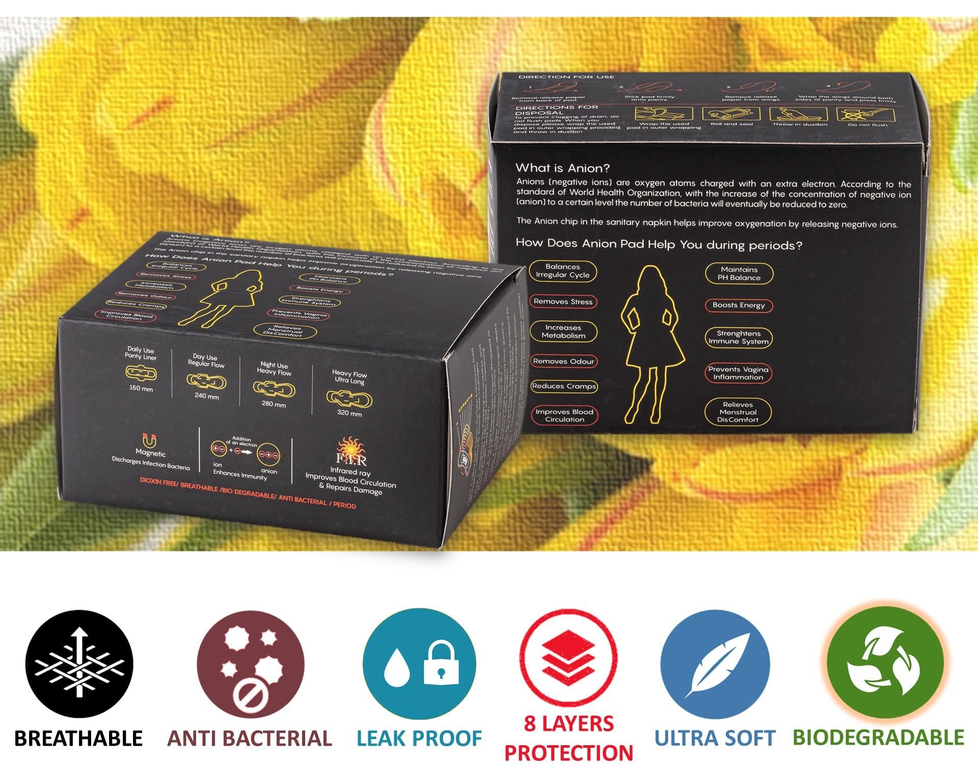 gypsy inc Gypsy Anion Ultra-Thin Sanitary Pads for Women | 40 Cotton Sanitary Napkins  Large (5 x 8) | Toxic Free & Rash Free Periods | Leakproof | Quick Absorption | Unscented | Extra Long | Skin Friendly.