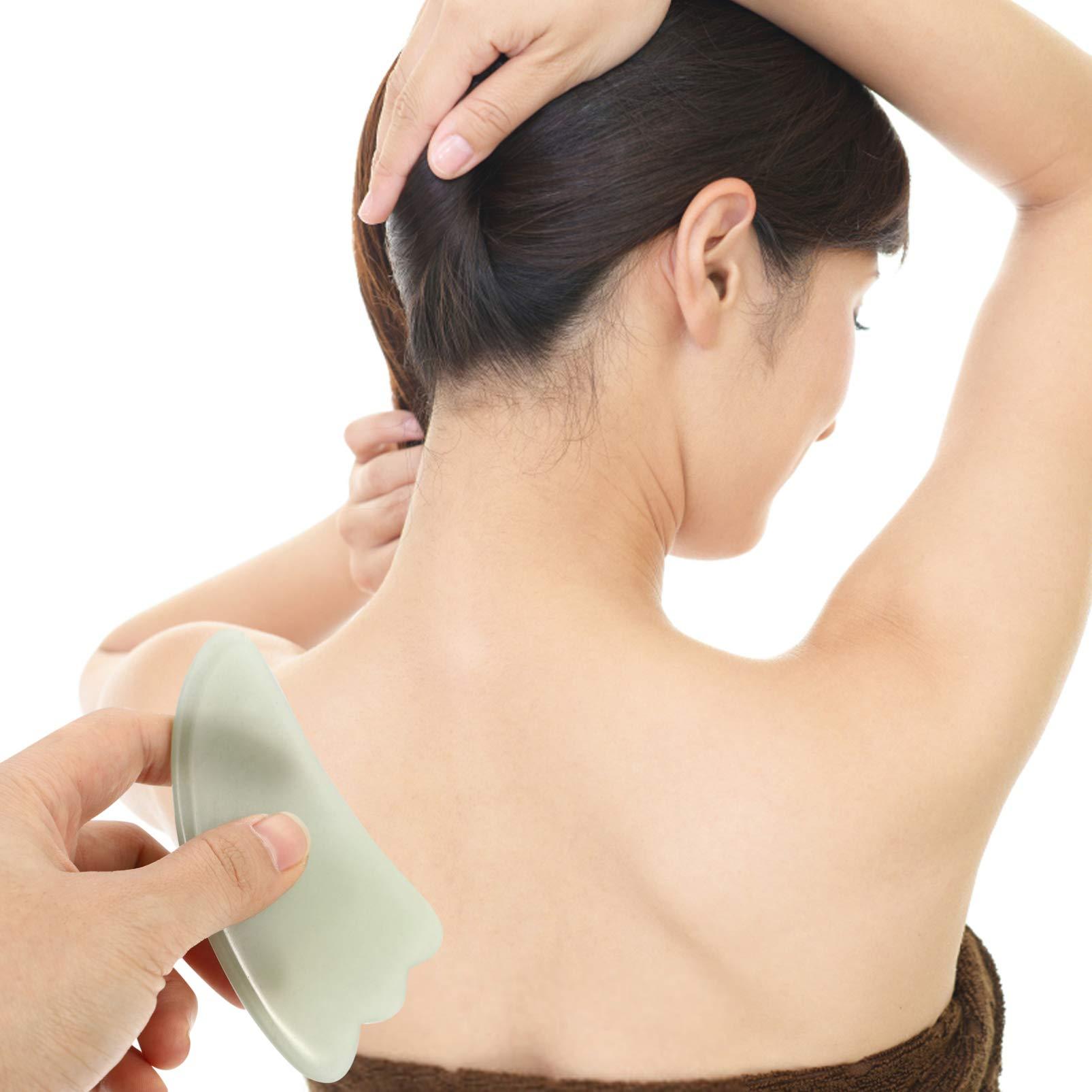 Artibetter ARTIBETTER Jade Face Massage Quartz Guasha Face Massage Tool Anti- aging Beauty Therapy for Skin Rejuvenation Face Scraping Tool for Women Green