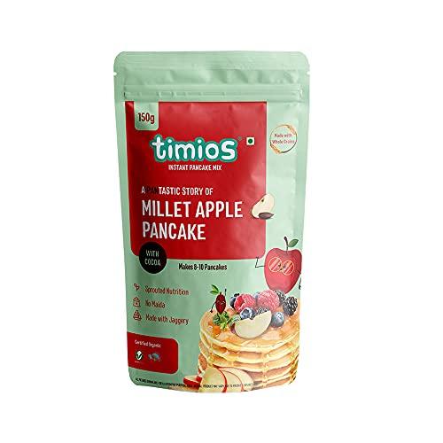 Timios Timios Organic No Maida Millet Pancake Mix-Apple with Cocoa|Made with Whole Grains, Jaggery and Sprouted Nutrition| Instant and Healthy Breakfast,300gm