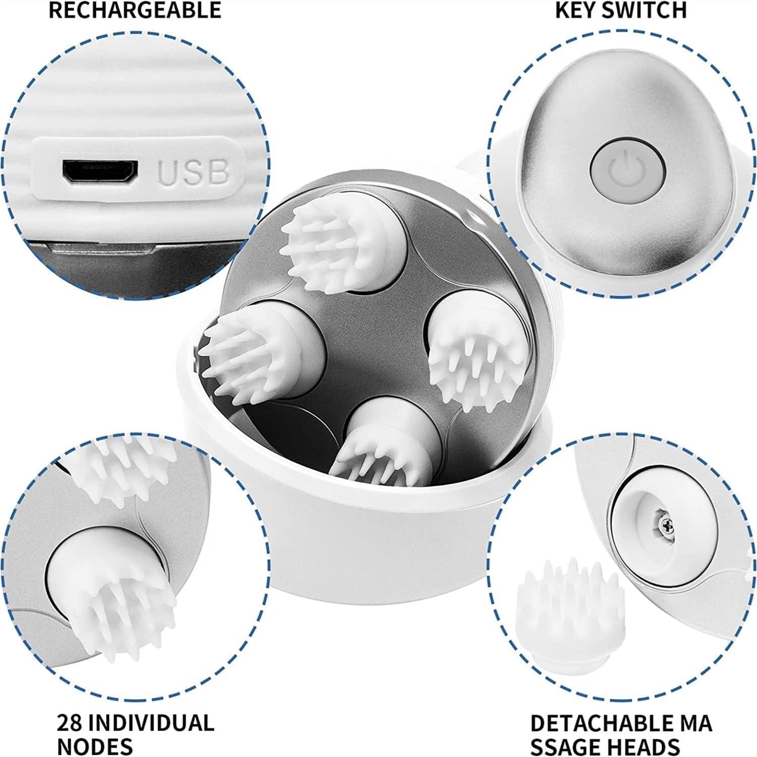 BIGXEN BIGXEN Electric Scalp Massager for Cat and Dog,Handheld Electric Pet Massager Massage Tool with 4 Massage Heads, 3 Speeds, Electric Pet Massager Head