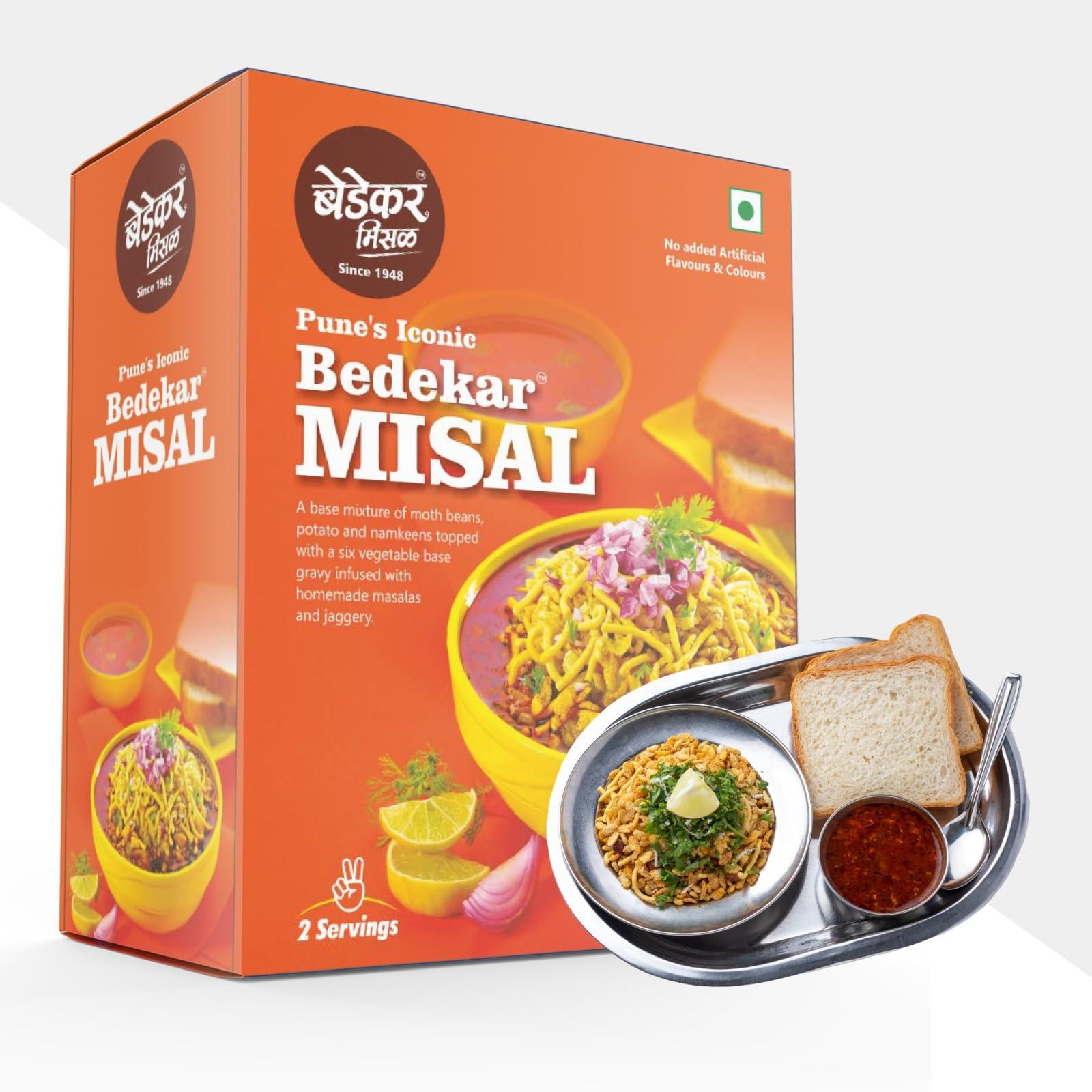 Bedekar Misal Bedekar Misal Ready to cook Misal Pav premix masala | No Preservatives | No artificial colours | Ready to eat in 510 minutes Misal Pav mix (4 servings)