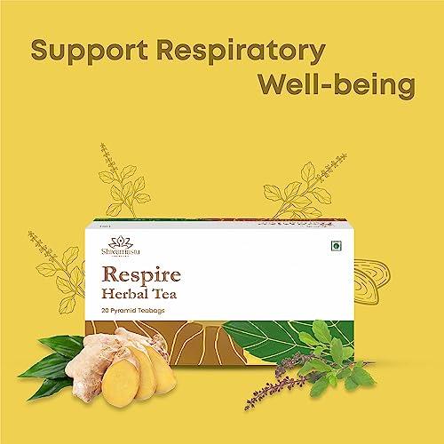 Shivamastu Shivamastu Ayurveda Respire Herbal Tea for Digestive and Respiratory Wellness- Tasty, Sugar Free, Caffeine Free and Vegan - 20 Pyramind Tea Bags (Pack of 1)