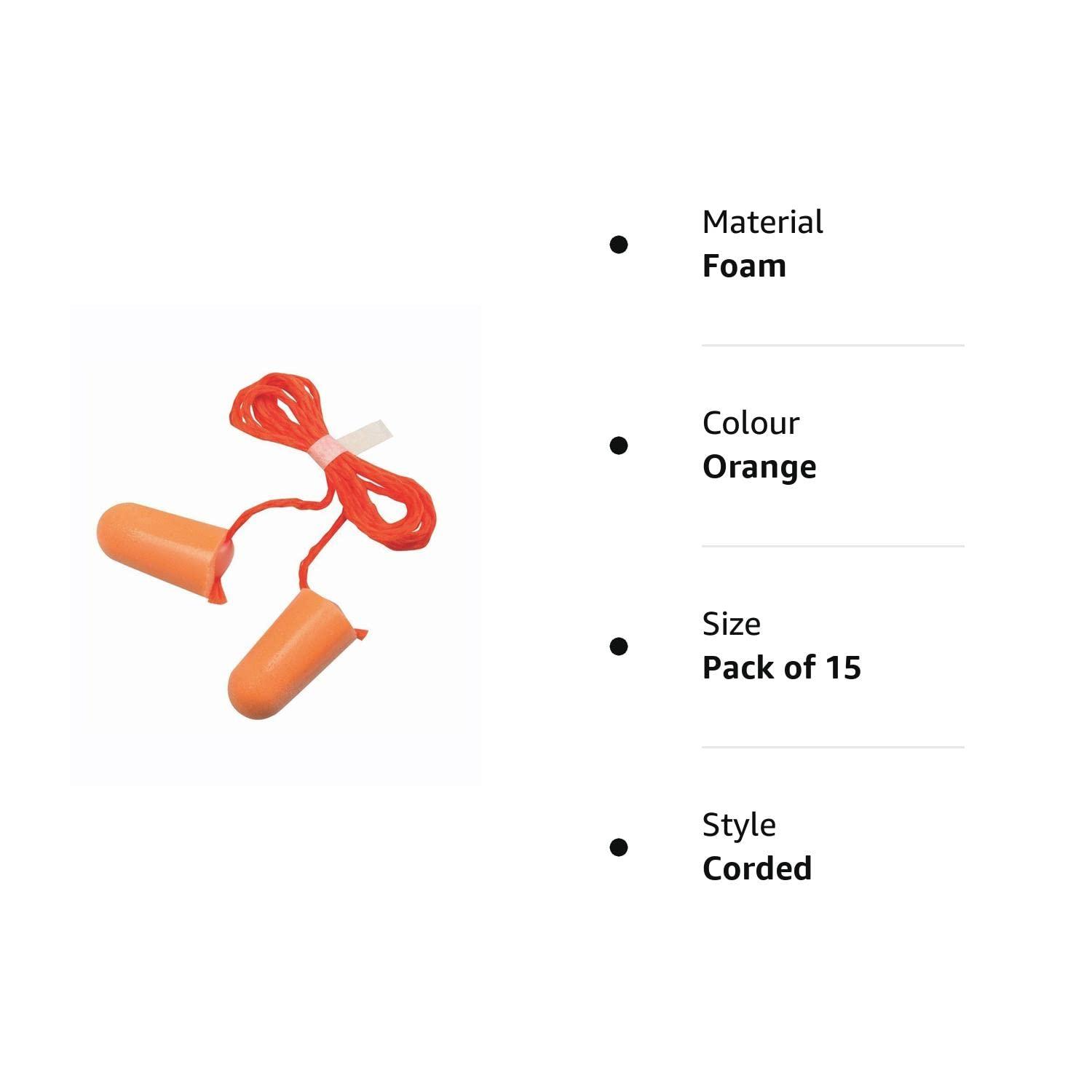 3M 3M Corded Foam Disposable Ear Plugs, Pack of 15