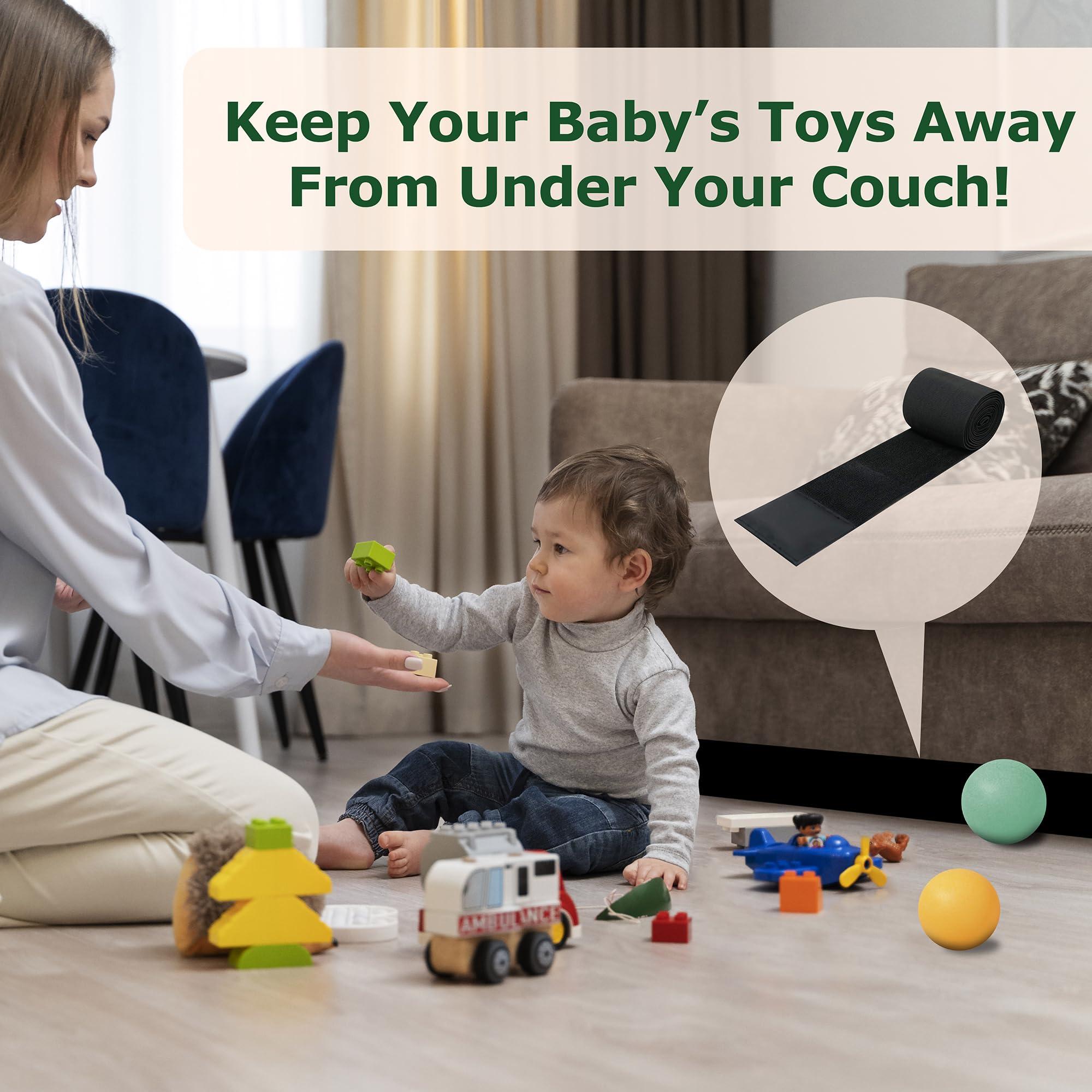 ECOHomes ECOHomes Under Couch Guards Toy Blocker - Strap Barrier for Under Sofa, Bed & Furniture Bottom Stop Things from Going Under | Easy to Install Gap Bumper Stopper for Toys (9 Ft by 1.5 Inch)