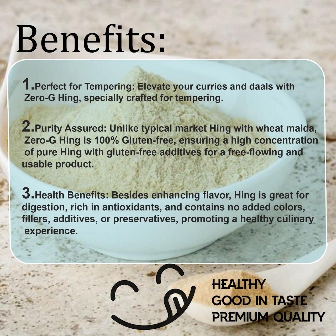 ZERO - G Zero-G Gluten Free Pure Hing (2 Pack combo) - Asafoetida Powder | Hing Powder | Strong Aromatic Hing | Free Flowing | Pure and Natural Hing - 50 Gram Each