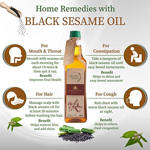 ORGANIC GYAAN Organic Gyaan® | Cold Pressed White Sesame Oil | Organic White Sesame Oil | Natural White Sesame Oil | Natural White Sesame Oil 500 ml - Pack of 2