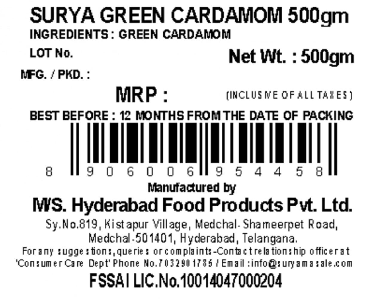 surya SURYA 500gm GREEN CARDAMOM |ELAICHI WHOLE |HARI ELAICHI |Elakki