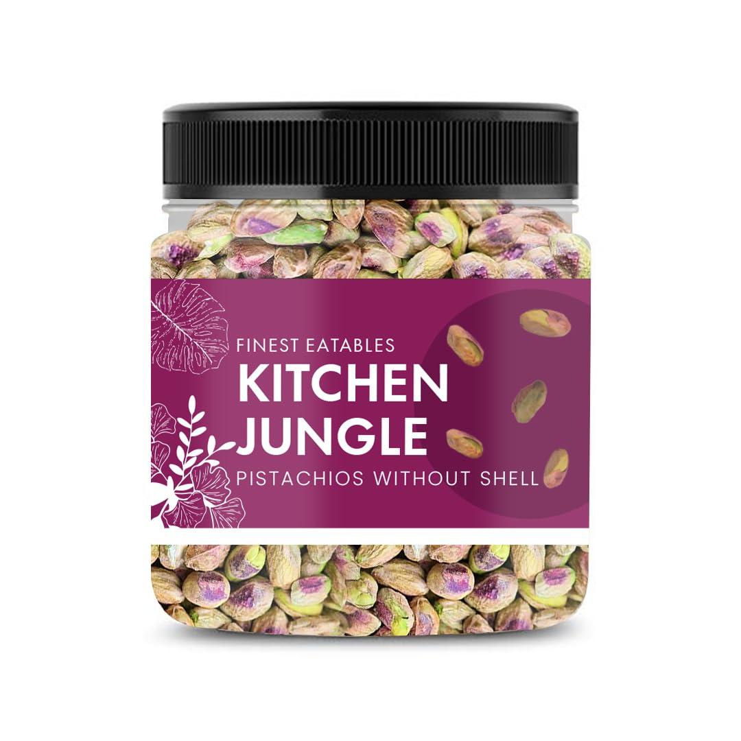 Kitchen Jungle Kitchen Jungle Pistachio Kernals Without Shell | Mota Pista | Bada Pista, Whole (250Gm Jar Pack Of 2)