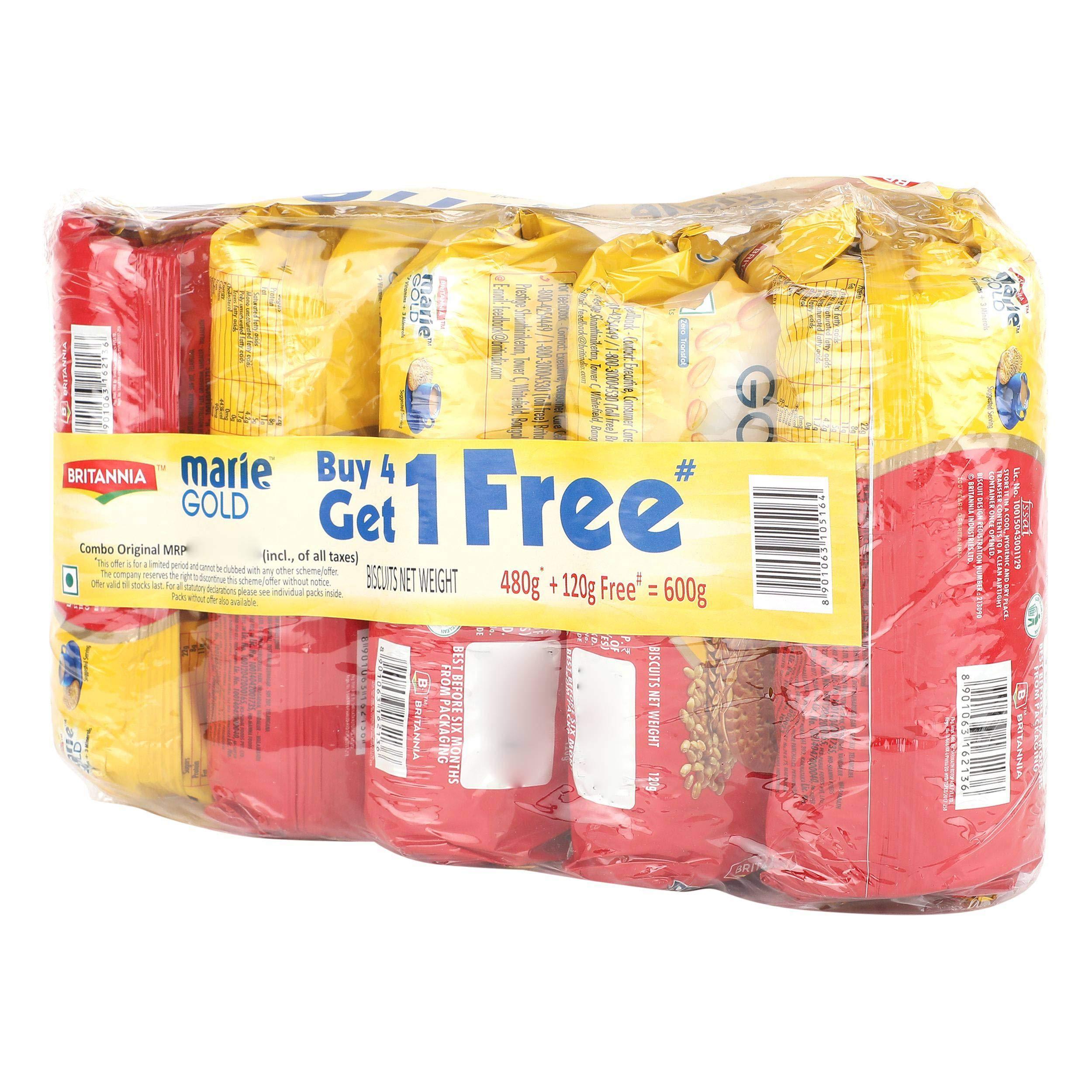 Fresh Produce Britannia Marie Gold Biscuit, 600g (Buy 4 get 1)