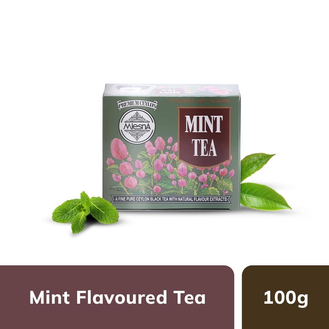 Mlesna Mlesna Mint Tea | Prepared With Traditional Method | Natural Flavour Extract | Rich in Anti - Oxidant | Pure Tea Bags - 100gm Each (Pack of 2)