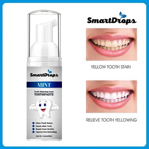 Smartdrops Whitening Foam Toothpaste for Sensitive Teeth, Snow Teeth foaming Whitening (60ml)