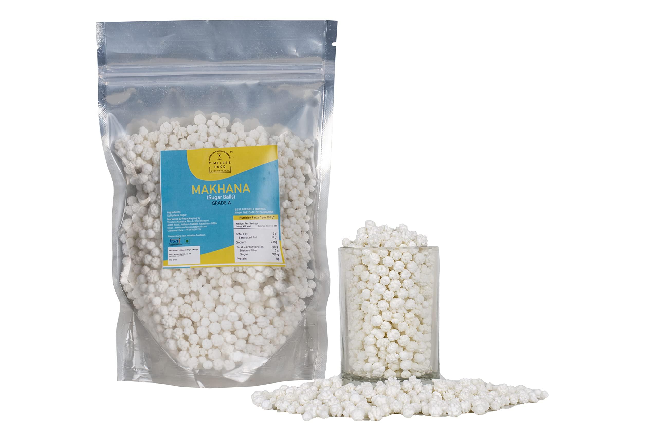 Timeless Food Timeless Food : Makhana, Prasad Dana, Mimosa Sugar Balls, Nakul Dana for Pooja (400 gm)