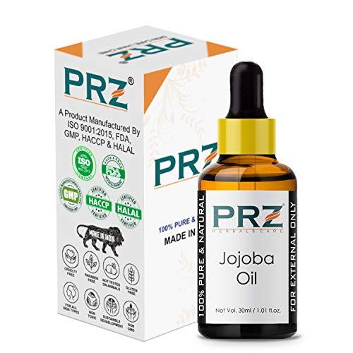 PRZ PRZ Jojoba Cold Pressed Carrier Oil - Pure Natural & Therapeutic Grade Oil for Aromatherapy Body Massage, Skin Care & Hair Care, 30 ml