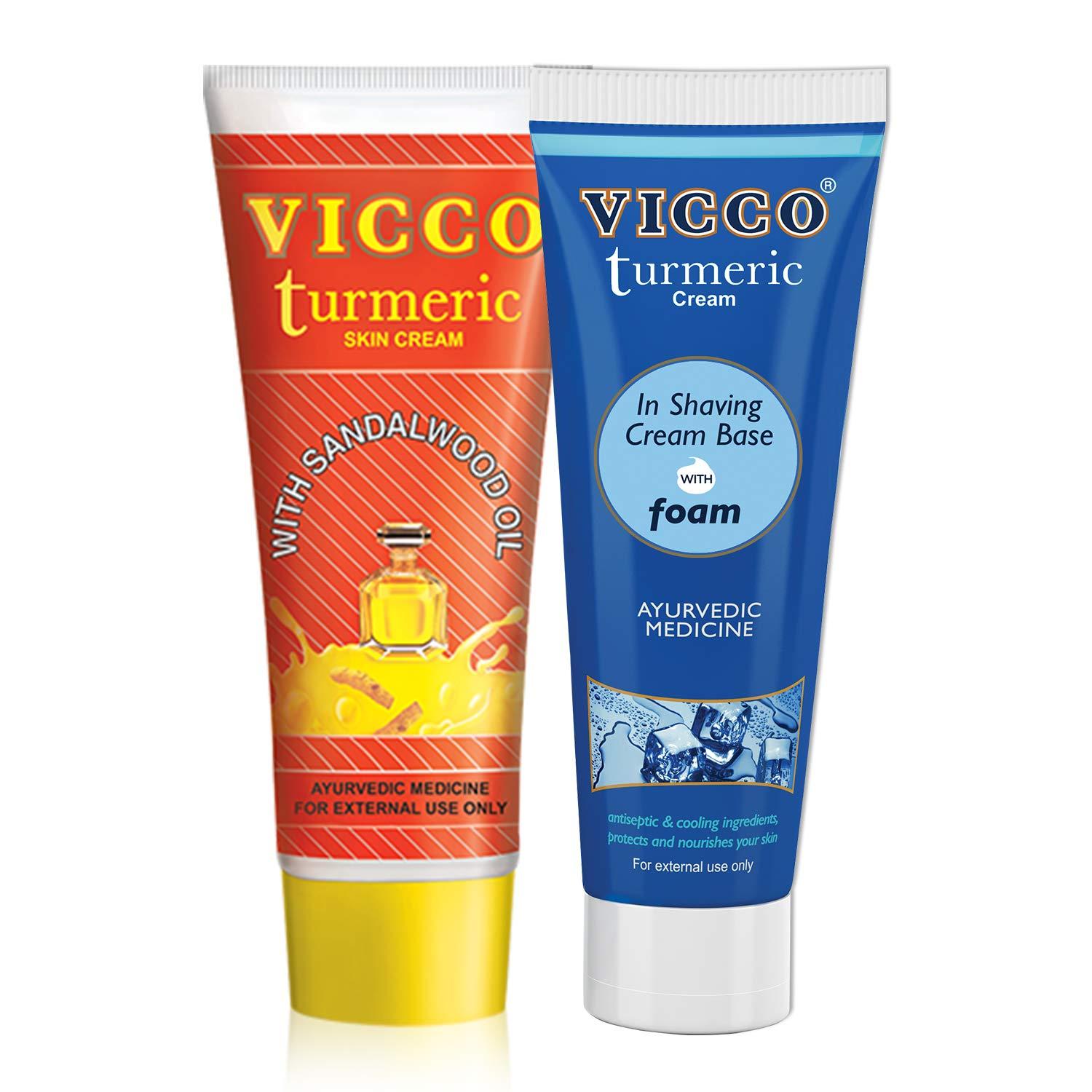VICCO Vicco Pack of Turmeric Skin Cream-70 g + Vicco Shaving Cream(Without Sandalwood OIl)-70 g