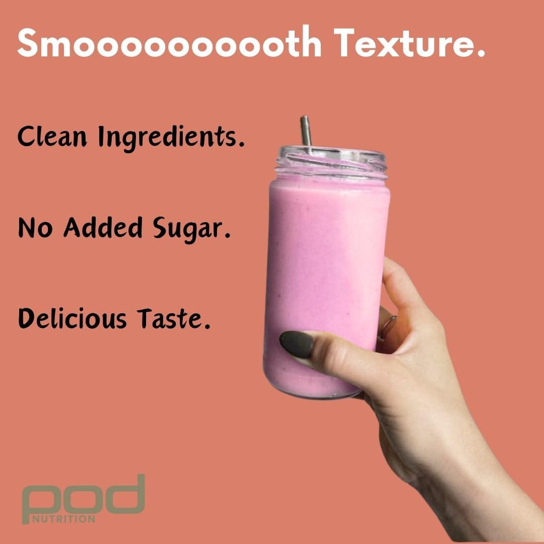 Pod Nutrition POD NUTRITION Pea Protein Isolate Powder | Vegan Plant Protein | No Added Sugar | No Dairy | 26g Protein/Sachet | Clean & Easy to Digest | All Vital Amino Acids | Strawberry Cream Flavour Pack of 15