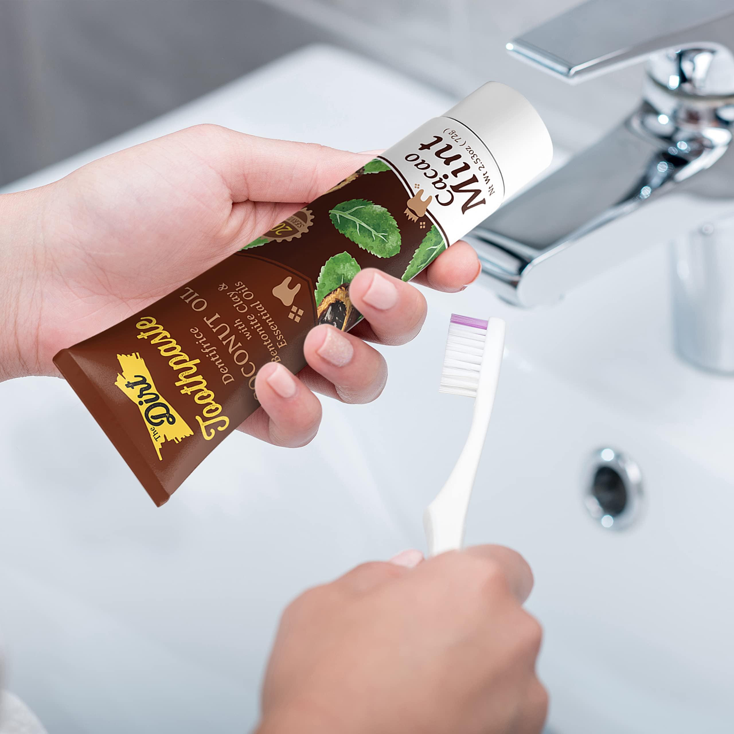 The Dirt The Dirt All Natural Gluten & Fluoride Free Coconut Toothpaste - Natural Toothpaste Botanically Sweetened, No Artificial Flavors or Colors |Cacao Mint, 10 Week Supply