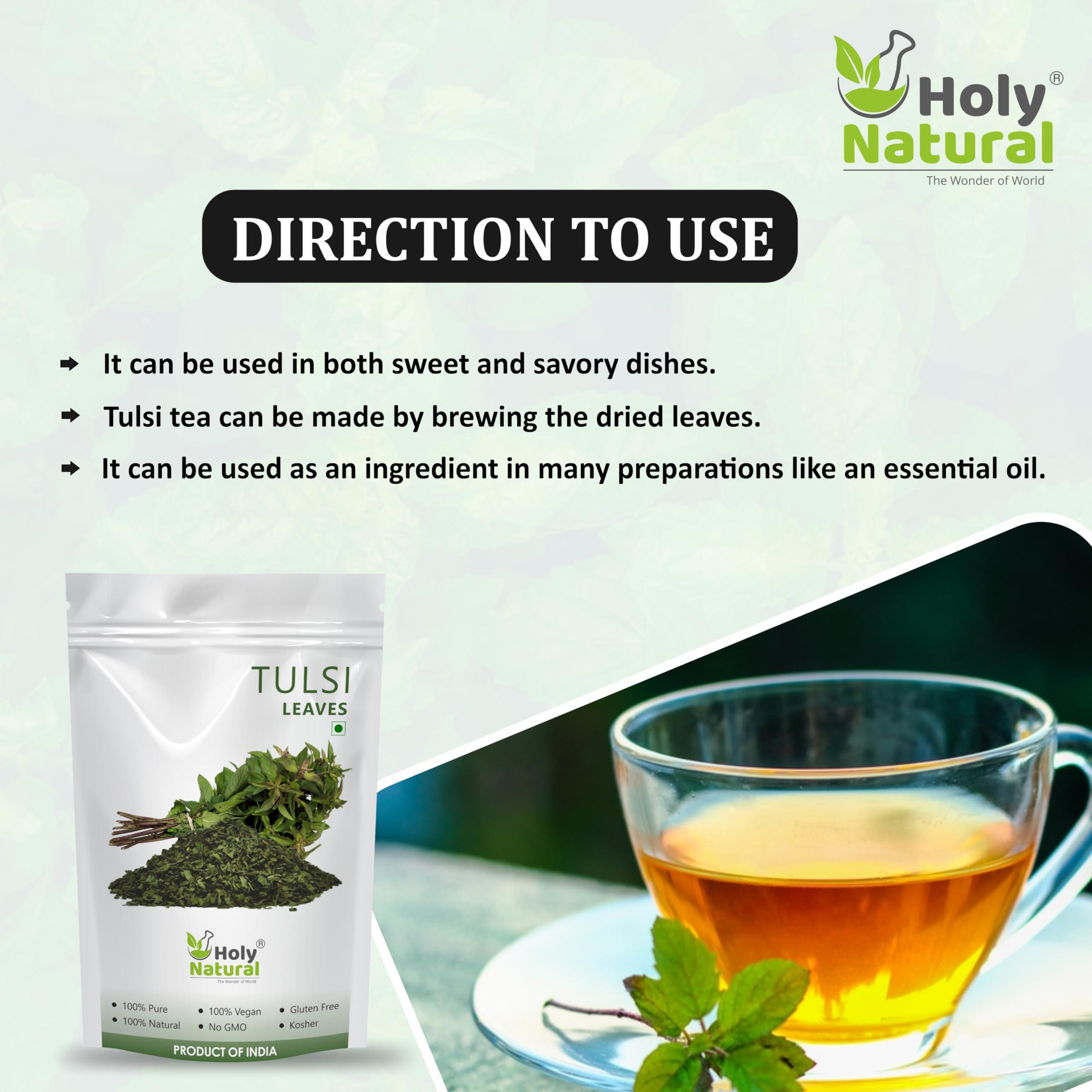 Holy Natural - The Wonder of World Holy Natural Tulsi Leaves 200 Gm | Queen of Herbs | Dried Tulsi Leaves, Dried Tulsi Buds | Tulsi leaves also called Holy Basil (Ocimum tenuiflorum), tulasi, and Indian Basil