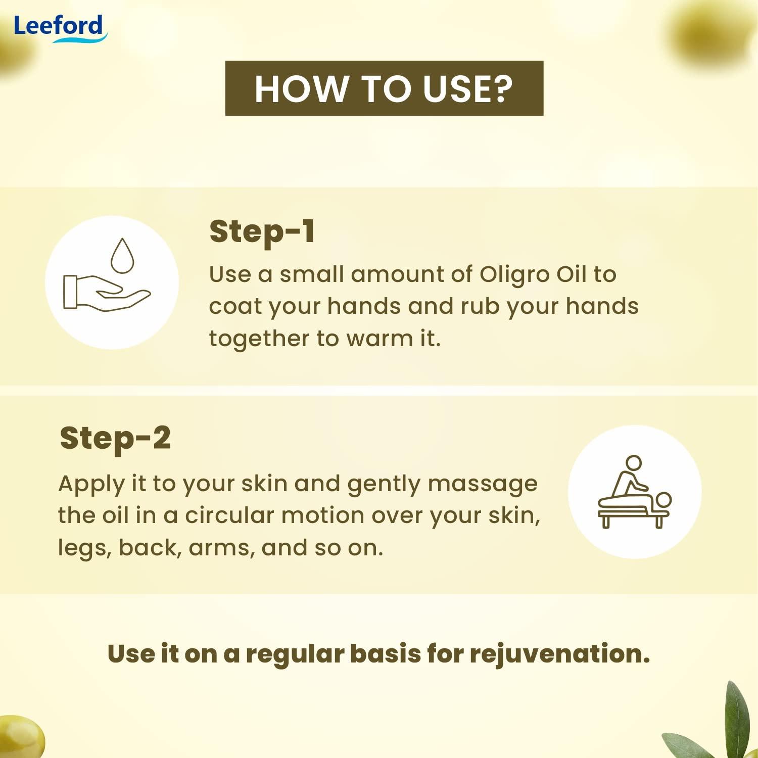 OLIGRO Oligro Body Massage Olive Oil (200ml) - for Body Massage and Hair Care | Goodness of Vitamin E & Sweet Almond Oil |Helps to Nourished and Glowing Skin || Pure & Natural for Both Men & Women