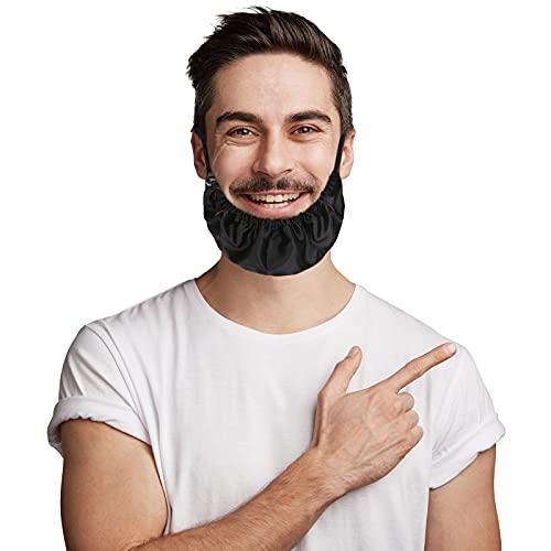 MIKIMIQI MIKIMIQI Beard Bandana, 2 Pack Men Beard Bib Black Beard Covers Soft Comfortable and Silky Satin Facial Hair Apron Guard Bonnet Rag Man Bedtime Bib Beard Cap Ear Beard Bandana