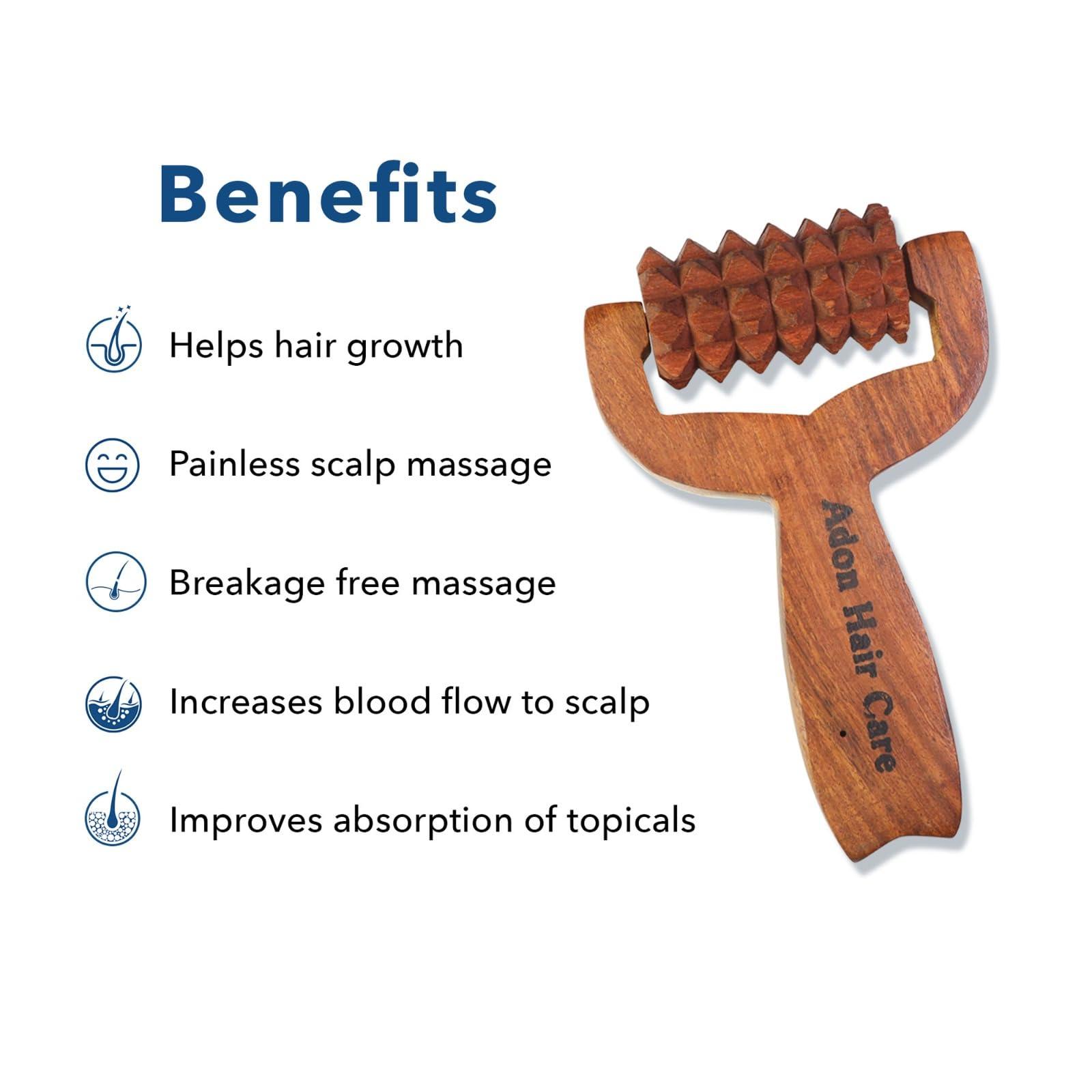 Adon Adon Balayantra Wooden Roller | Manual Head Massager | Promotes Hair Growth | Blood Circulation | Pain Relief | Hair Scalp Care | Dandruff Removal for Men & Women