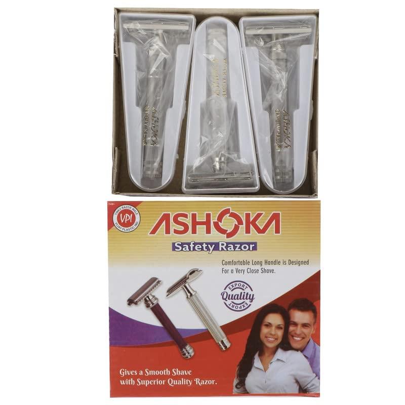 Ashoka Ashoka Men Stainless Steel Double Edge Safety Razor, Shaving Razor for Men and Women, Safety Razor for men and Women (Pack of 3) (Model - AA333)
