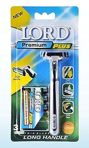 Lord LORD Premium Plus Razor with Long Rubber Handle+3 Twin Blades