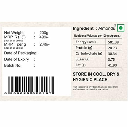 Nut Toppers Nut Toppers Blanched Almond Bits 200g |Chopped Blanched Almonds for Baking and Crunchy Topping, 200g |